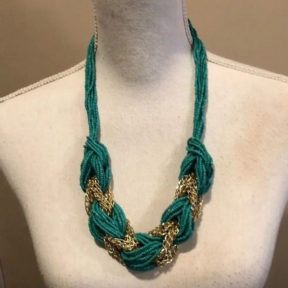 Teal Green Chunky Necklace‎ - Picture 1 of 4